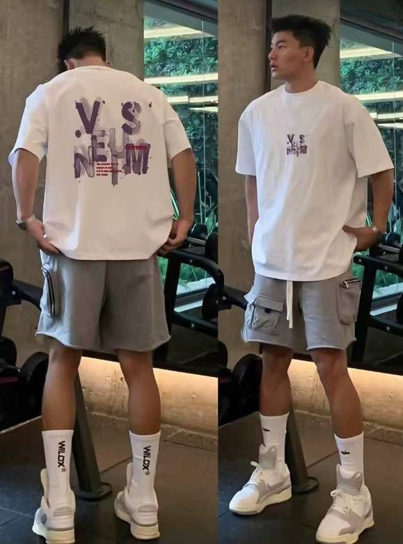 Cotton High Quality Short Sleeves Tee Gym Loose Breathable T-shirt