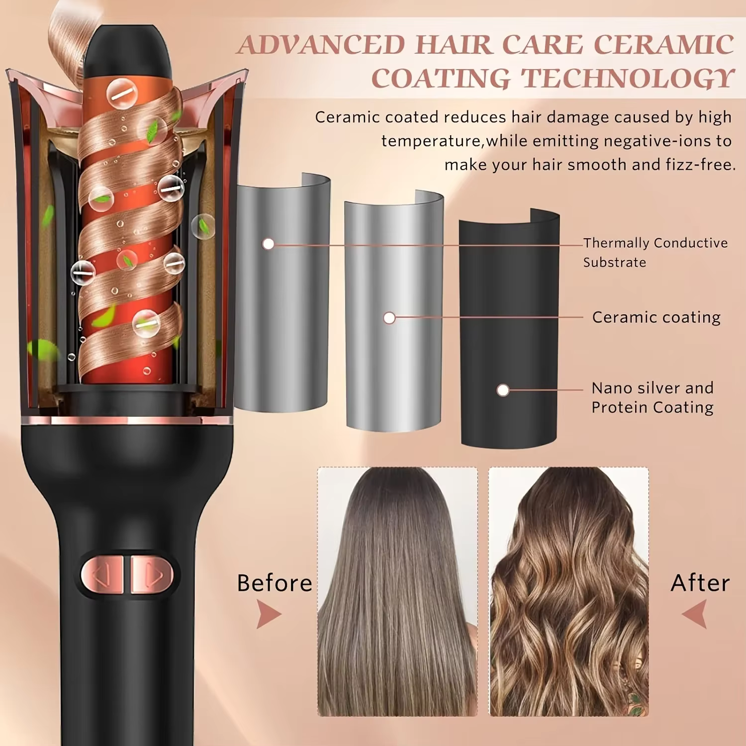 Automatic Hair Curling Iron Ceramic Rotating Air Curler Air Spin Wand Styler Curl Machine - Image 5