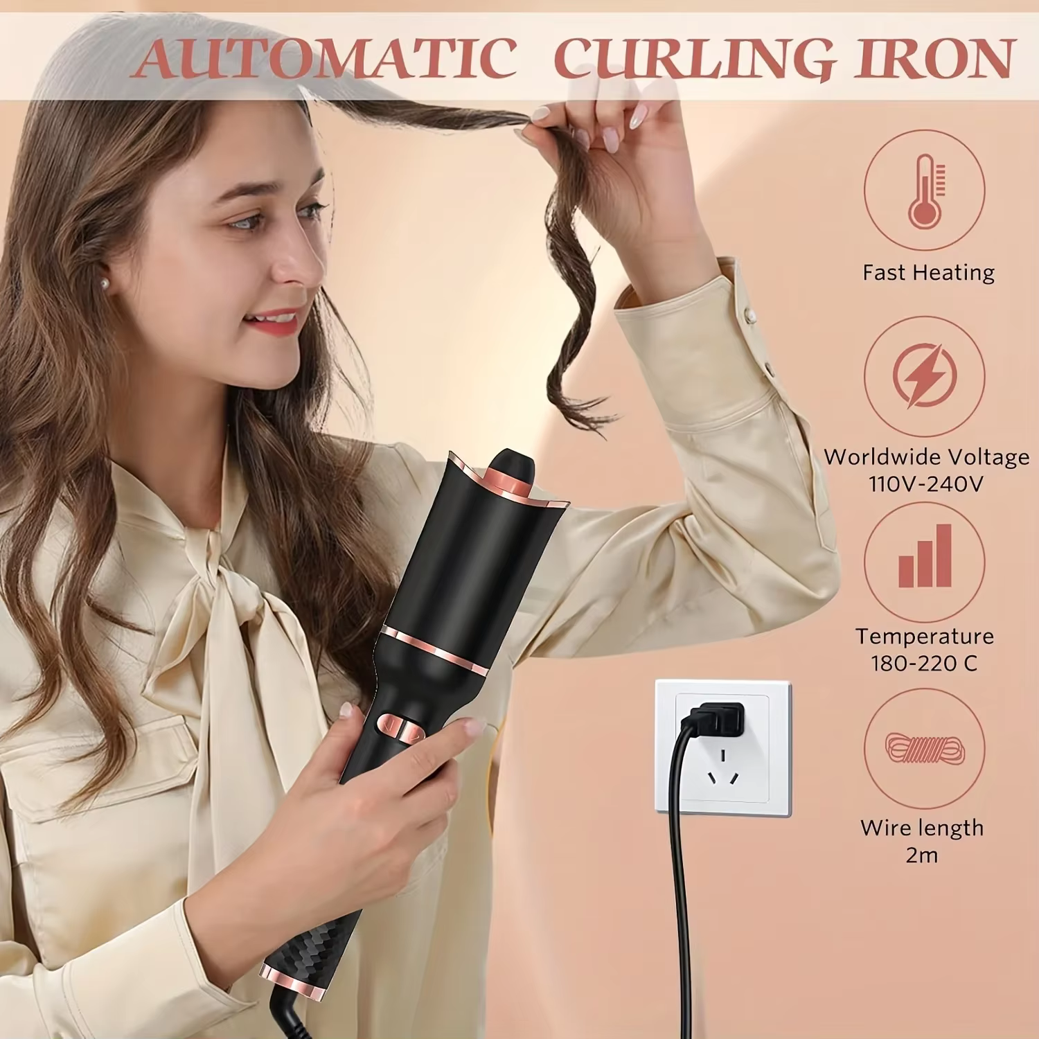 Automatic Hair Curling Iron Ceramic Rotating Air Curler Air Spin Wand Styler Curl Machine - Image 8