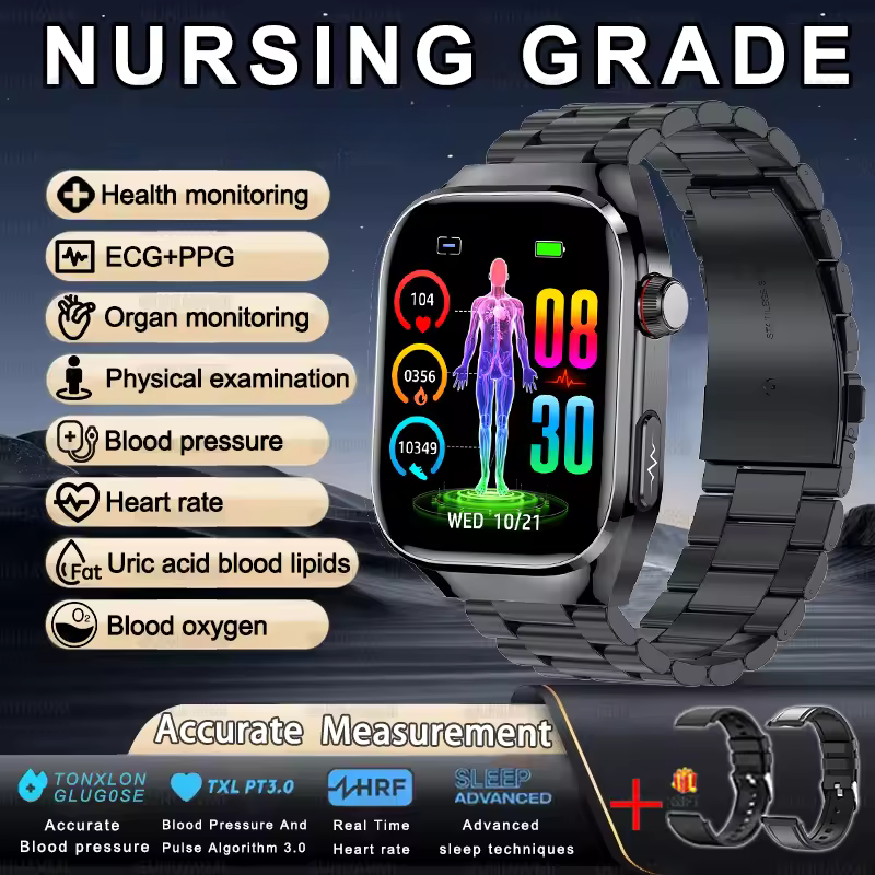 Blood Pressure Blood Oxygen Bluetooth Call Health Steel Smartwatchs