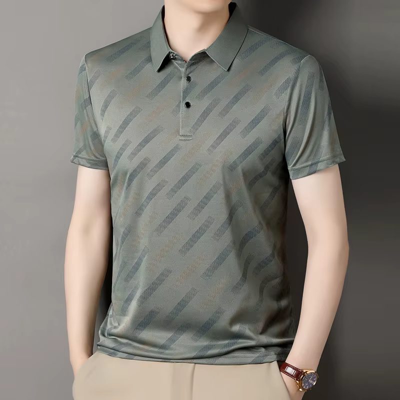Breathable Comfortable Short Sleeved Printed Business Style Polo T-Shirt