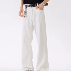 Breathable Denim Pants Flare Trouser Elastic Straight Wide Versatile Causal Jeans