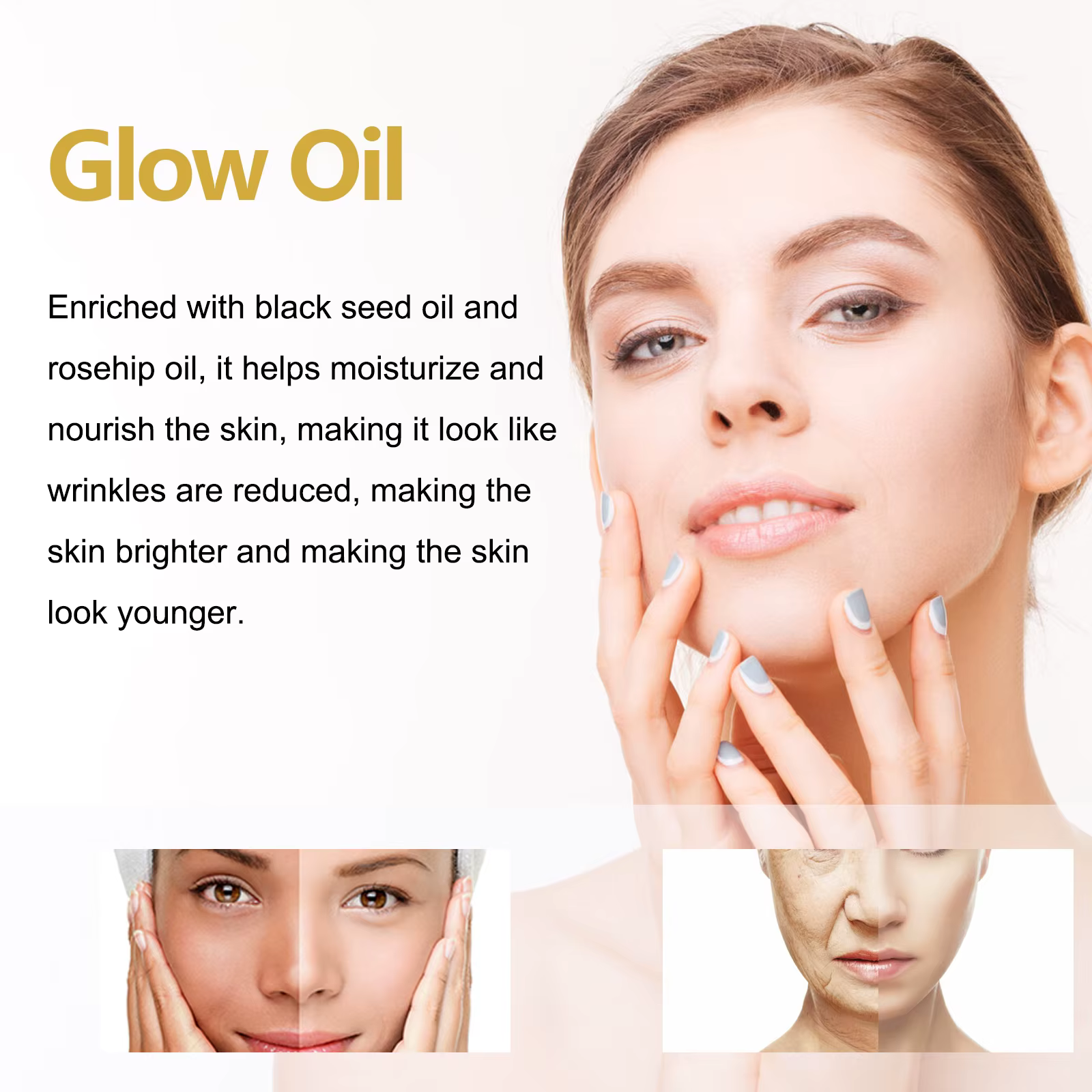 Brightening Anti Aging Treatment Hydrating Moisturizer Wrinkle Reducer For Dry Skin Facial Oil - Image 3