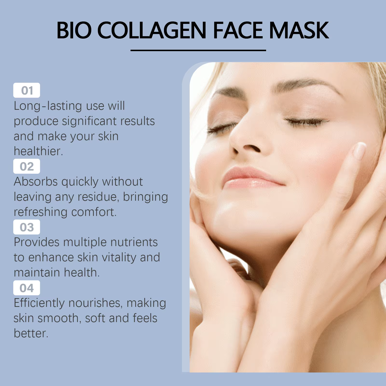 Brightens Skin Tone And Tightens Skin With Hyaluronic Collagen Hydrating Facial Mask - Image 3