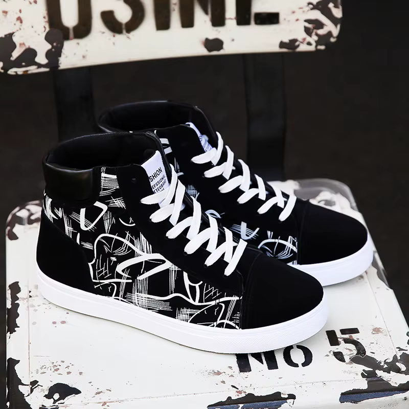 Canvas Trend Winter Youth Board High Top Flat Bottom Sports Shoes - Image 3