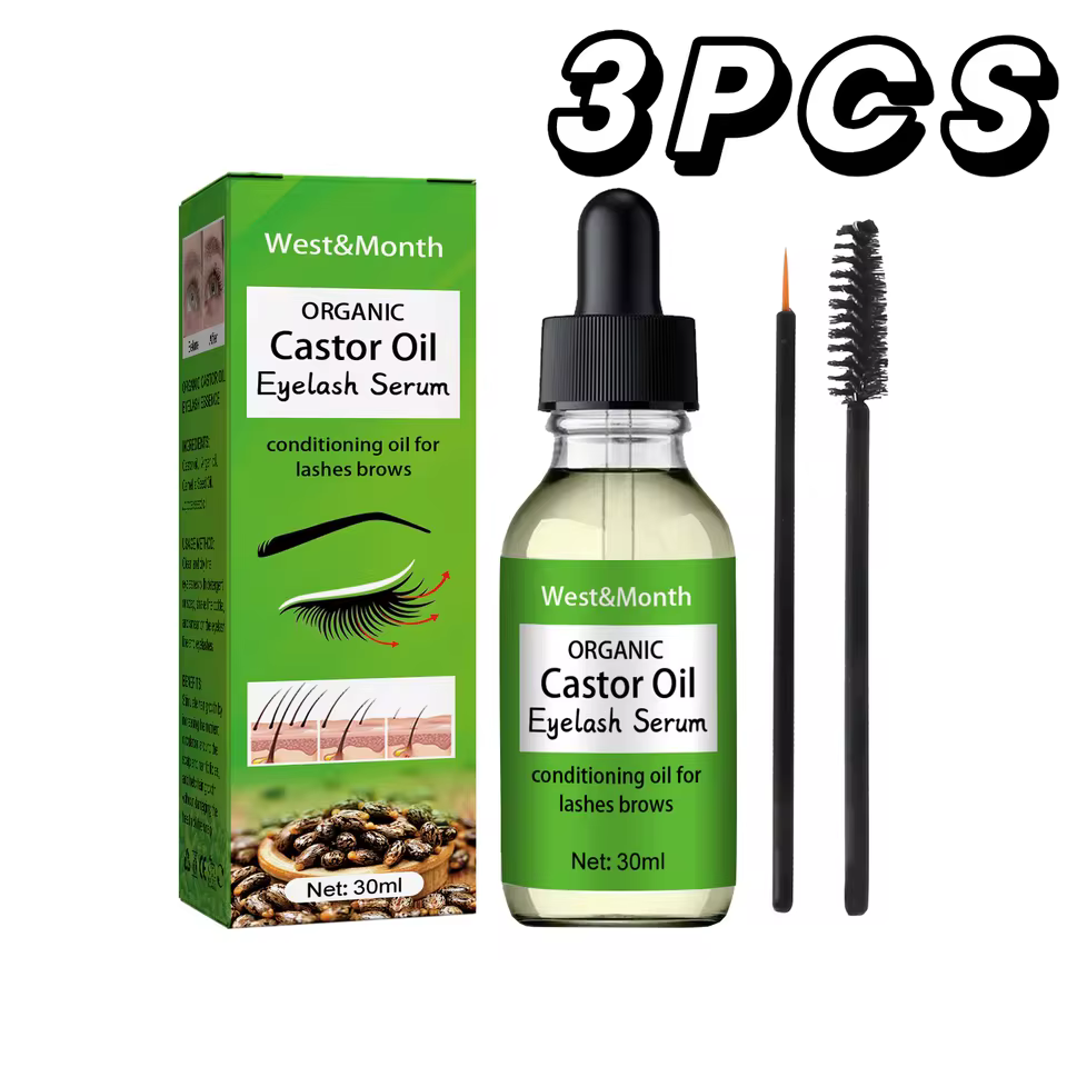 Castor Oil Eyelash Growth Serum With Brush Multipurpose Hair Eyebrow Eyelash Growth 3PCS  Sets