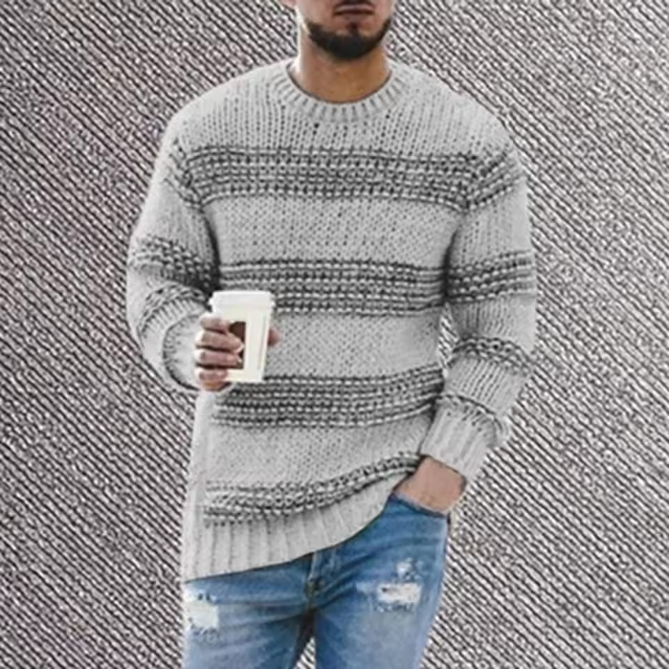 Casual Acrylic O-Neck Stretchy Knitted Lightweight Knitted Sweater