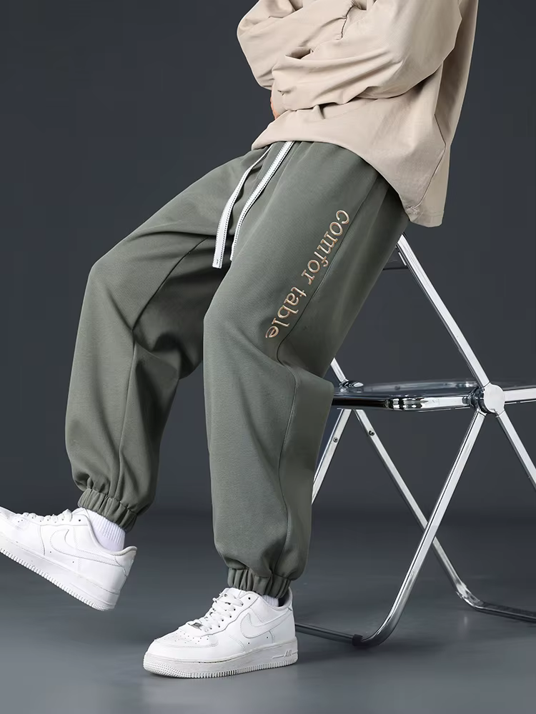 Casual Baggy Jogger String Banding Solid Color Sportswear Cotton Loose Trousers - Image 8