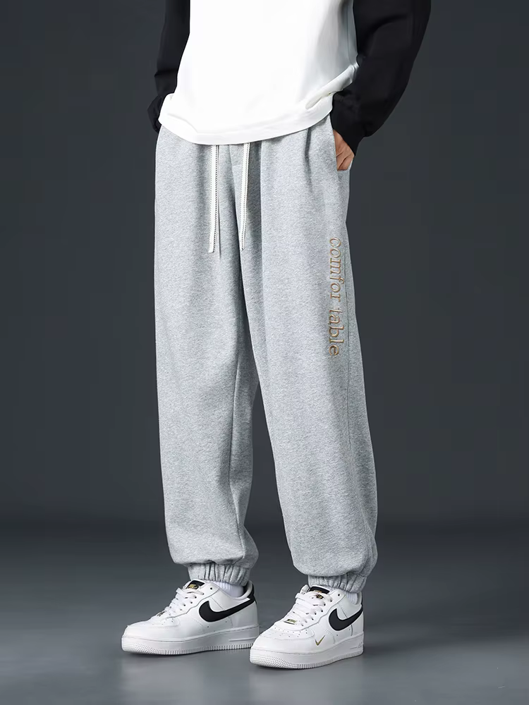 Casual Baggy Jogger String Banding Solid Color Sportswear Cotton Loose Trousers - Image 9