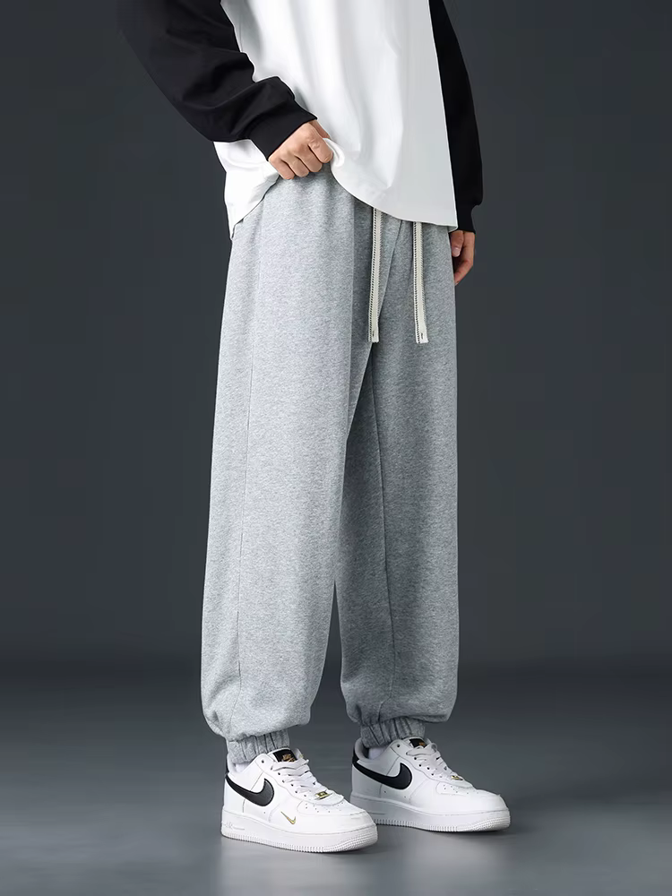 Casual Baggy Jogger String Banding Solid Color Sportswear Cotton Loose Trousers - Image 11