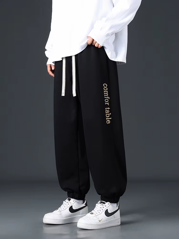 Casual Baggy Jogger String Banding Solid Color Sportswear Cotton Loose Trousers - Image 13