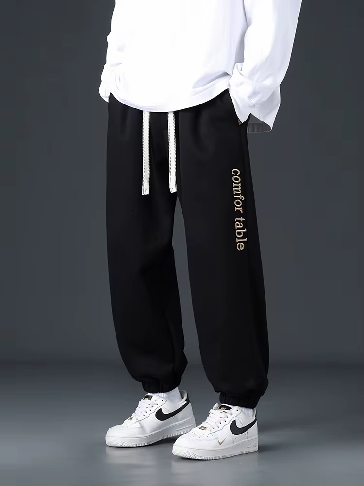 Casual Baggy Jogger String Banding Solid Color Sportswear Cotton Loose Trousers - Image 14
