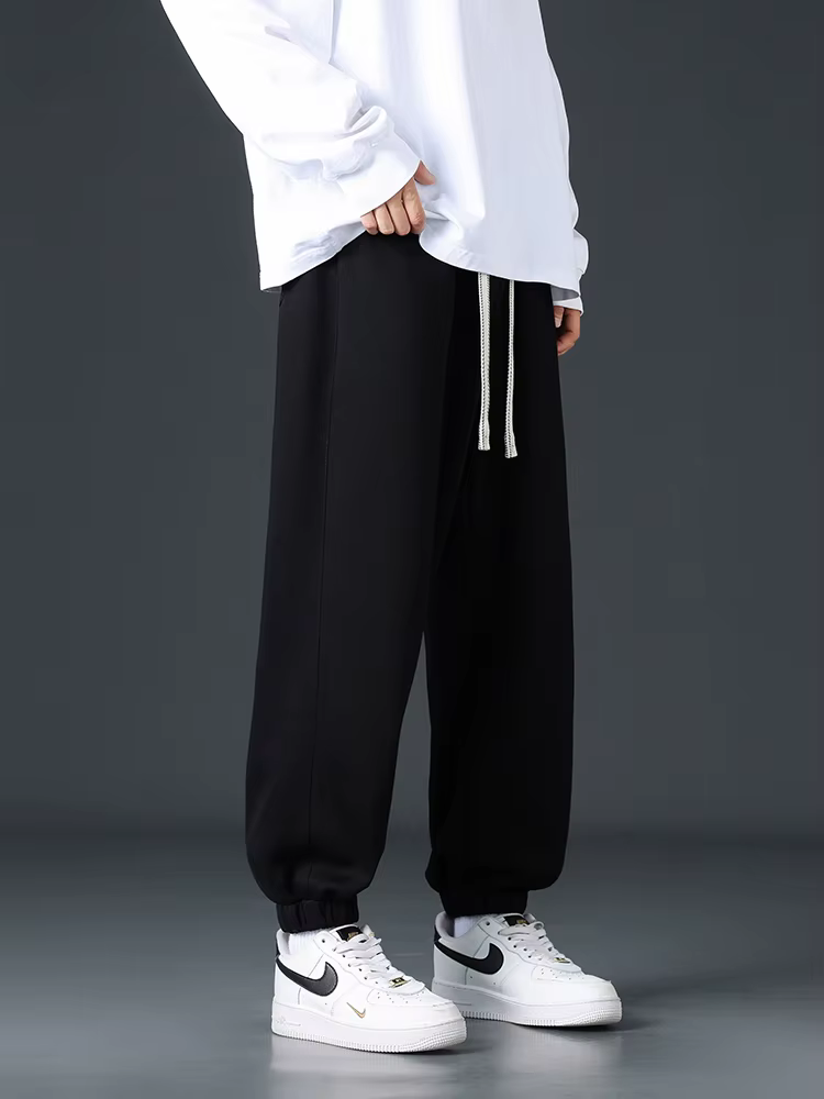 Casual Baggy Jogger String Banding Solid Color Sportswear Cotton Loose Trousers - Image 16