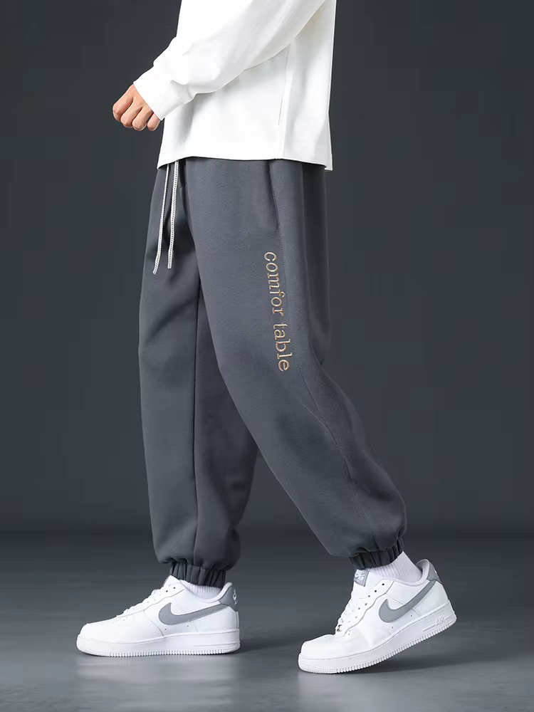 Casual Baggy Jogger String Banding Solid Color Sportswear Cotton Loose Trousers - Image 2
