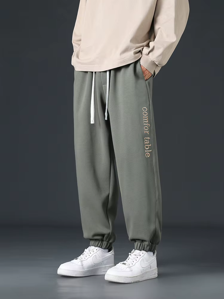 Casual Baggy Jogger String Banding Solid Color Sportswear Cotton Loose Trousers - Image 5