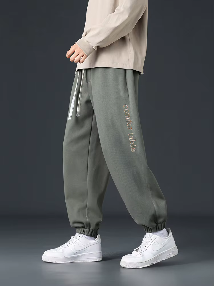 Casual Baggy Jogger String Banding Solid Color Sportswear Cotton Loose Trousers - Image 6
