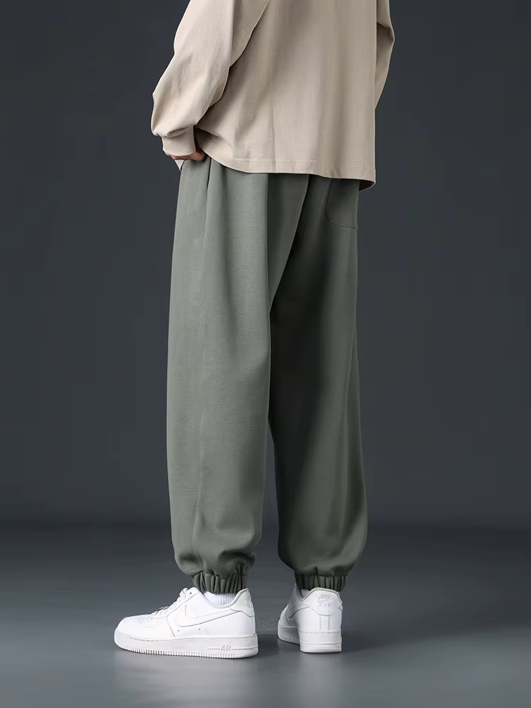 Casual Baggy Jogger String Banding Solid Color Sportswear Cotton Loose Trousers - Image 7