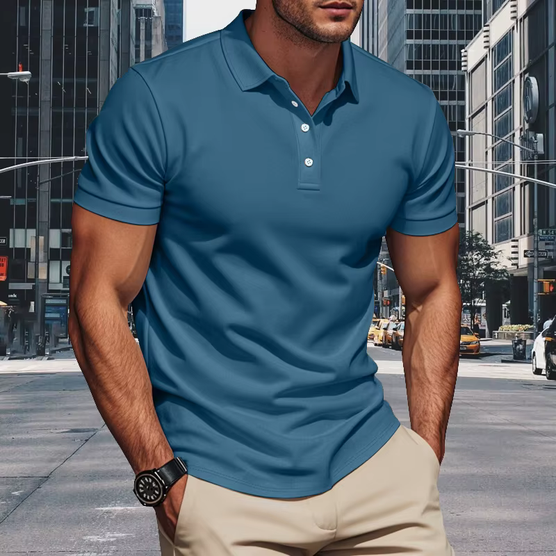 Casual Cotton Anti-Pilling Short Sleeved Office Style Polo T-shirt - Image 5