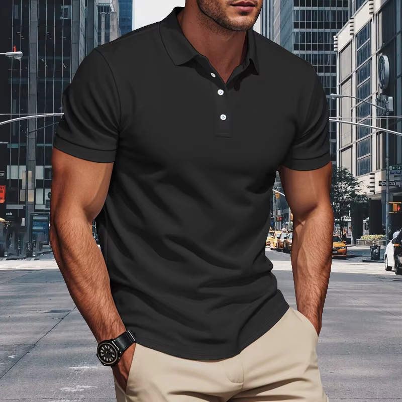 Casual Cotton Anti-Pilling Short Sleeved Office Style Polo T-shirt - Image 6