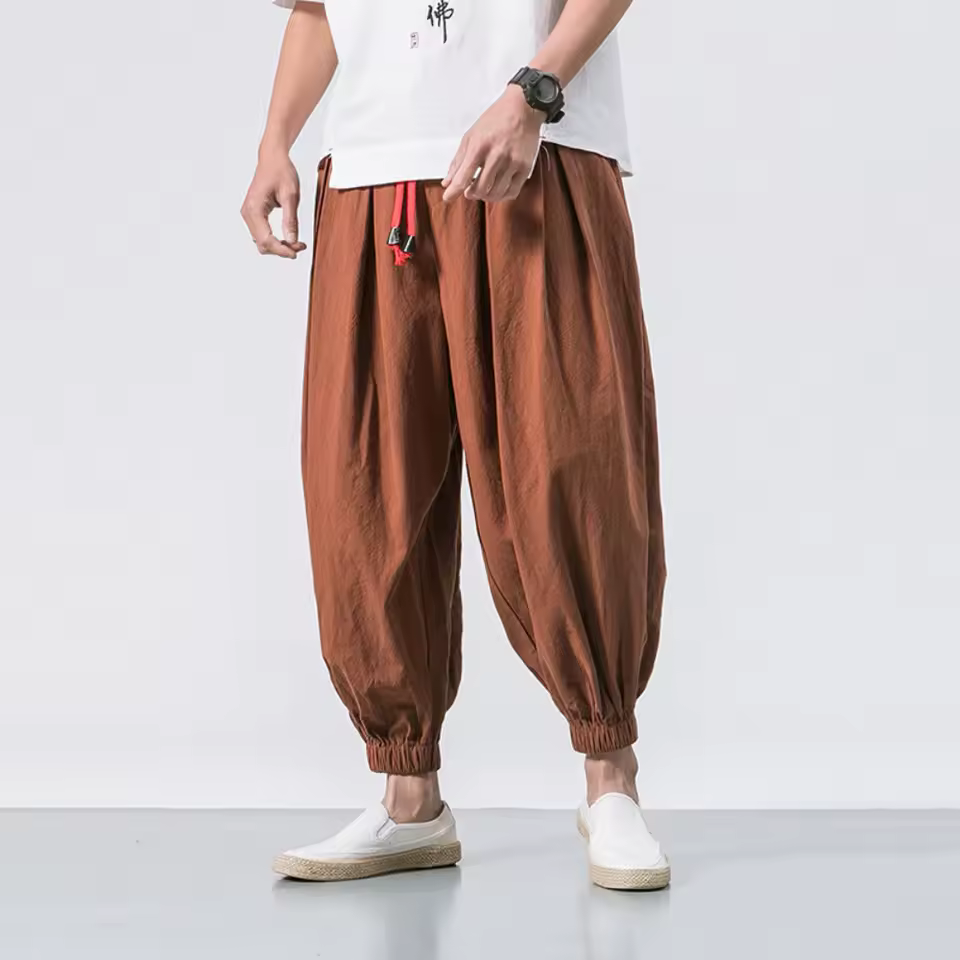 Casual Cotton and Linen High Quality Men Harem Loose Trousers
