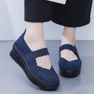 Casual Elastic Band Weave Breathable Lightweight Flat Shoes