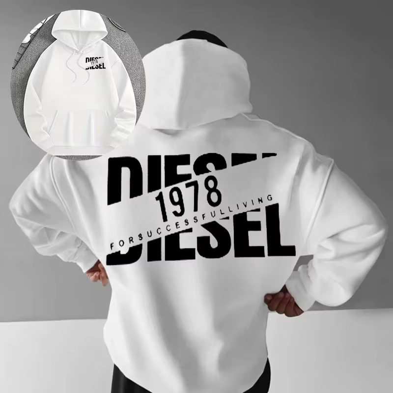 Casual Loose 100% Cotton Printed With Classic Print Sweater Hoodie