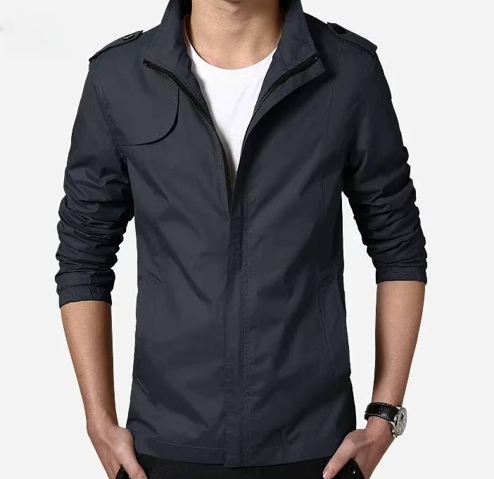 Casual Side Seam Pockets Lightweight Slim Fit Zipper Coat