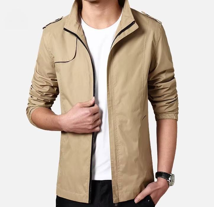 Casual Side Seam Pockets Lightweight Slim Fit Zipper Coat - Image 2