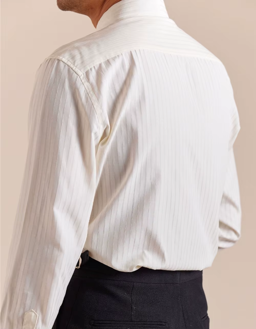 Casual Single Breasted Turn-Down Collar Cotton Stripe Long Sleeve Shirt - Image 3