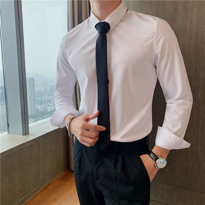 Casual Slim Fit Button-Down Office Wrinkle-Resistant Comfort Men's 4-Way Stretch Shirt - Image 12
