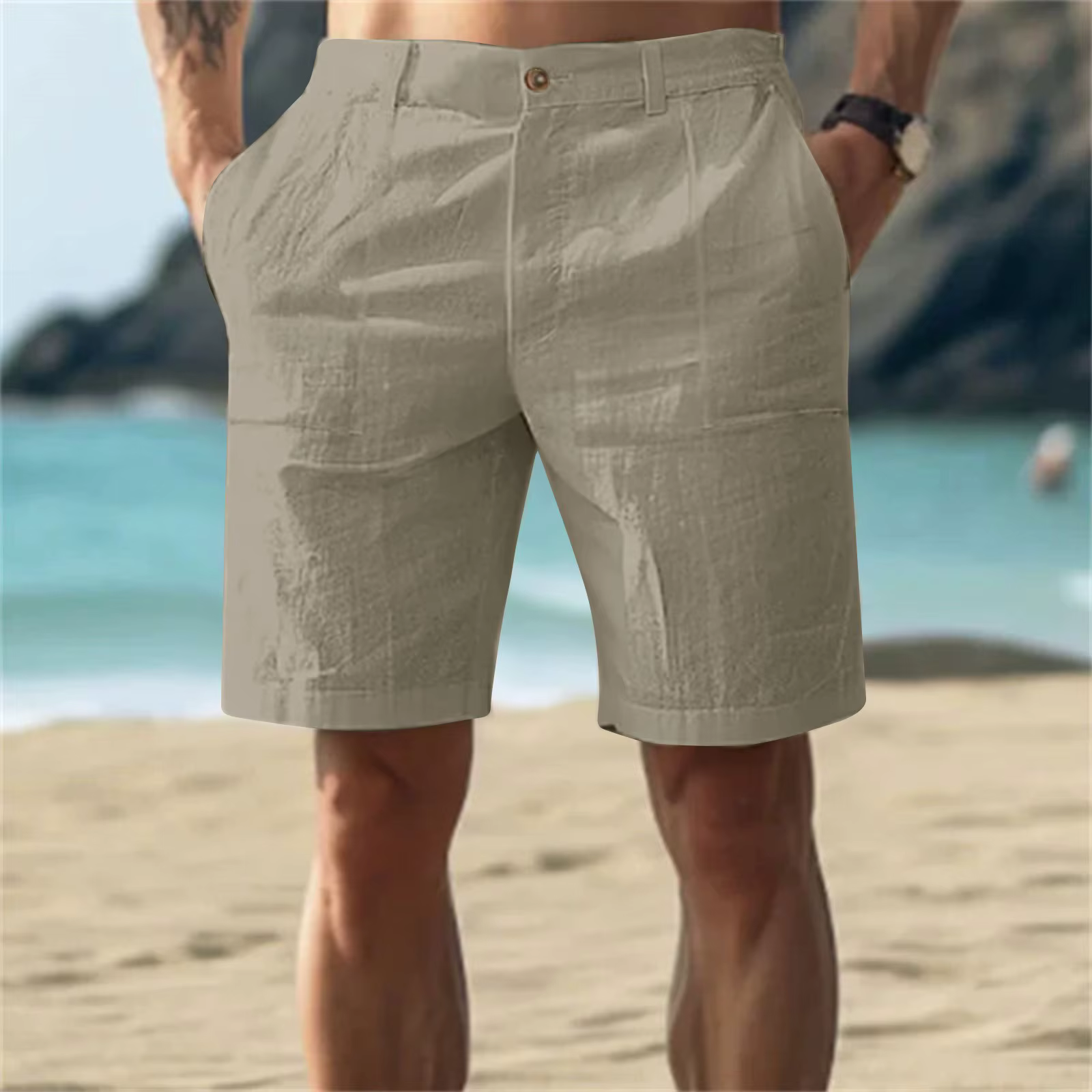 Casual Solid Beach Style Breathable Comfortable Straight Short
