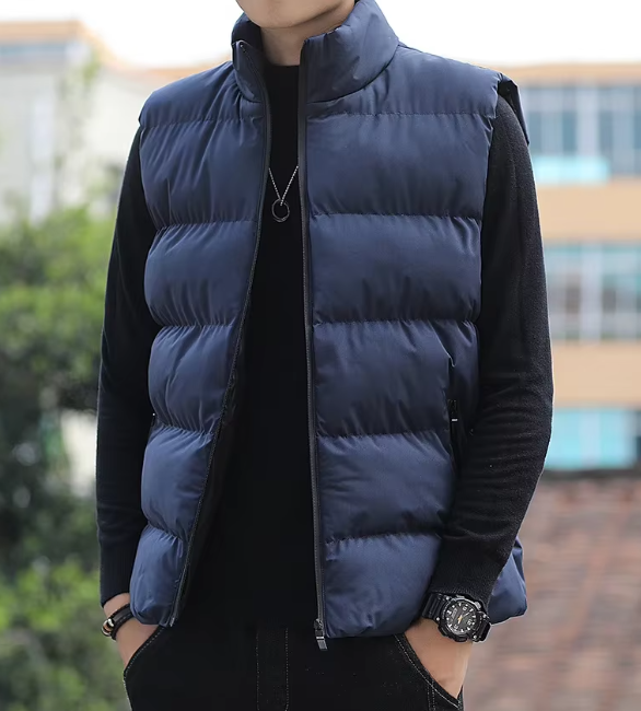 Casual Vest Warm Sleeveless Jackets Windproof Zipper Coat Stand-up Collar Waistcoat - Image 4
