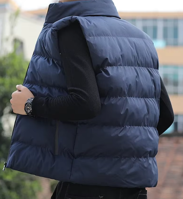 Casual Vest Warm Sleeveless Jackets Windproof Zipper Coat Stand-up Collar Waistcoat - Image 5
