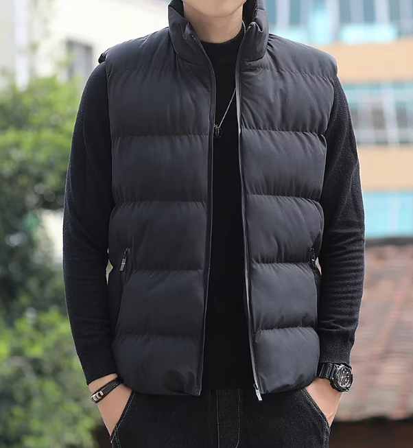 Casual Vest Warm Sleeveless Jackets Windproof Zipper Coat Stand-up Collar Waistcoat - Image 6