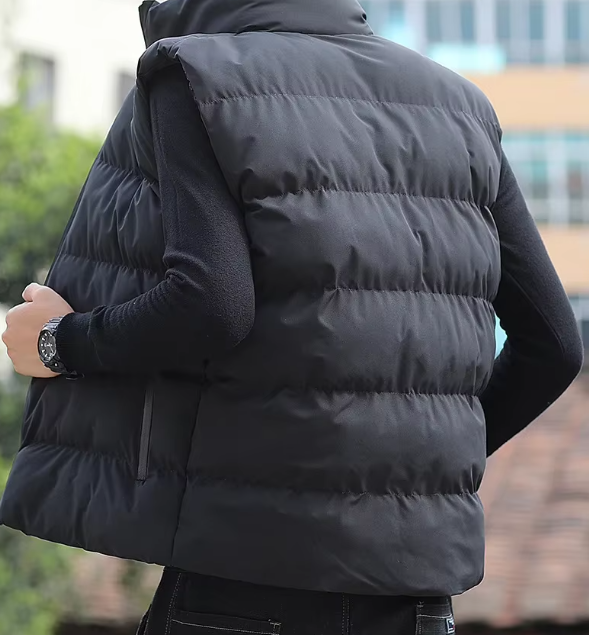 Casual Vest Warm Sleeveless Jackets Windproof Zipper Coat Stand-up Collar Waistcoat - Image 7
