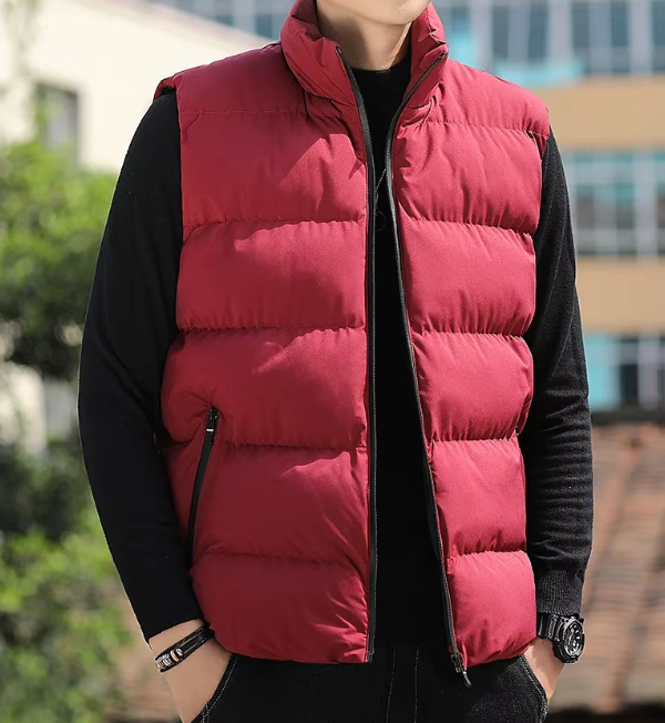 Casual Vest Warm Sleeveless Jackets Windproof Zipper Coat Stand-up Collar Waistcoat - Image 2