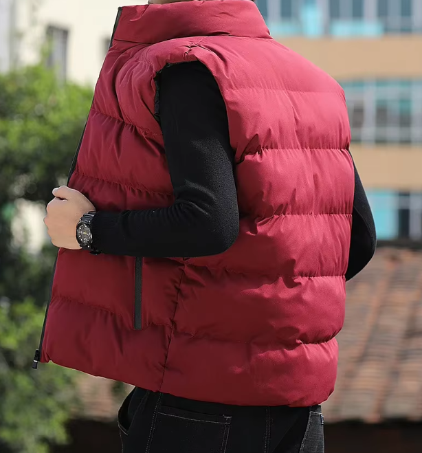 Casual Vest Warm Sleeveless Jackets Windproof Zipper Coat Stand-up Collar Waistcoat - Image 3