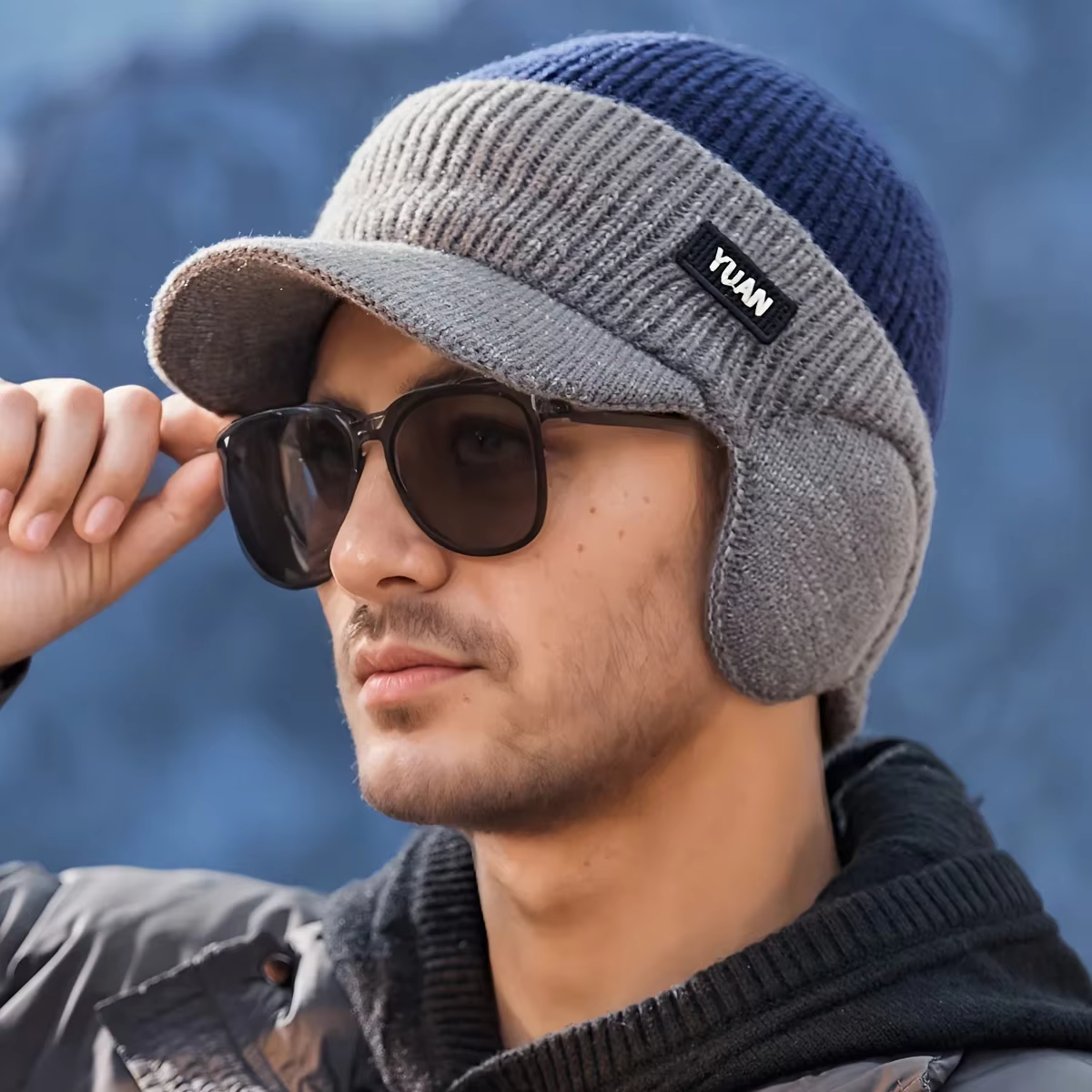 Casual With Ear Protection Dual-Tone Knit Baseball Outdoor Activities Hat