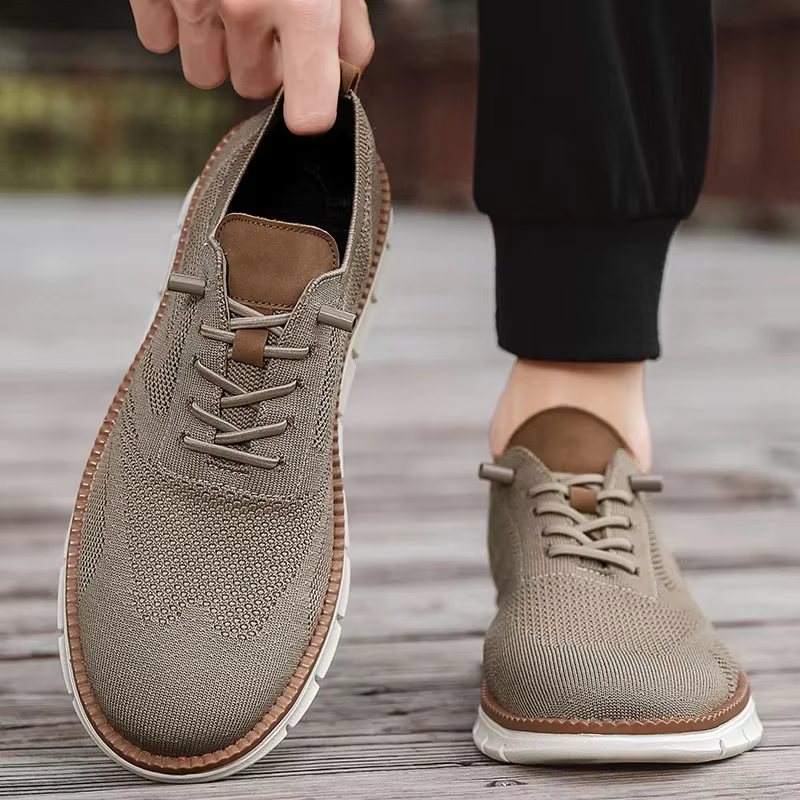 Classic Breathable Brogue Flats Cushioning Color Blocking Design Versatile Sneakers lightweight Men Casual Shoes