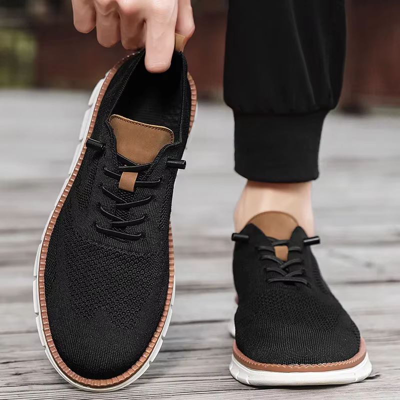 Classic Breathable Brogue Flats Cushioning Color Blocking Design Versatile Sneakers lightweight Men Casual Shoes - Image 7