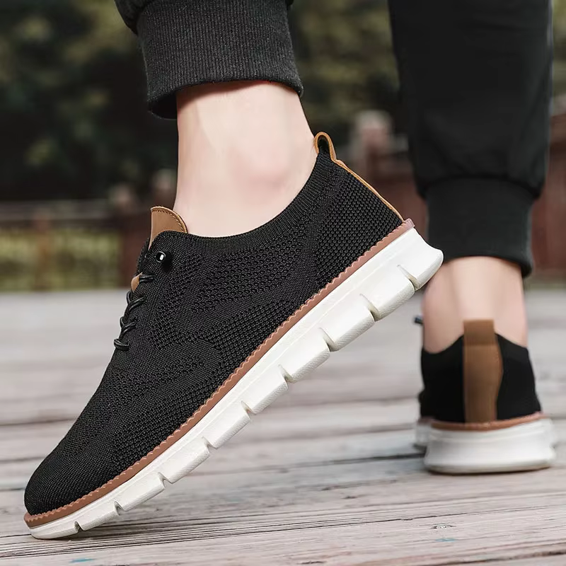 Classic Breathable Brogue Flats Cushioning Color Blocking Design Versatile Sneakers lightweight Men Casual Shoes - Image 9