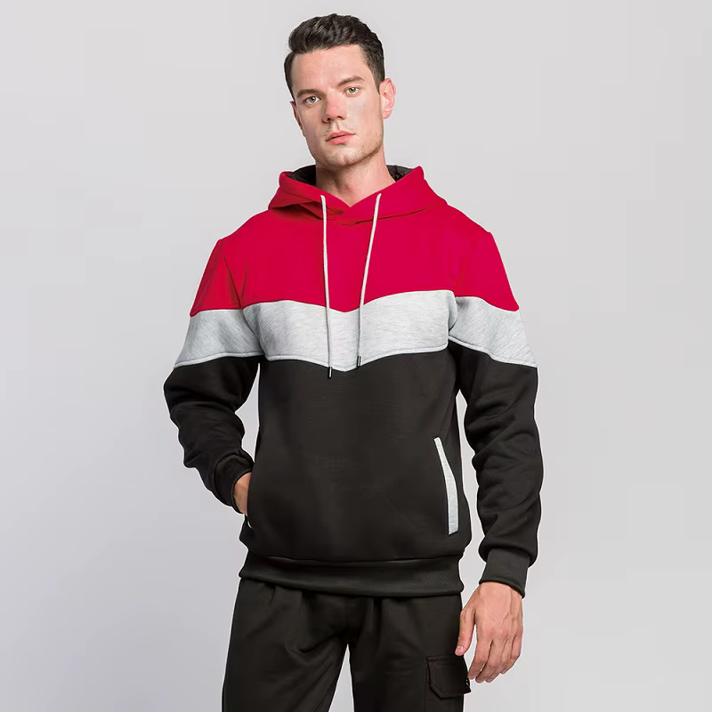 Classic Patchwork Color Blocked Striped Fashion Men's Hoodie
