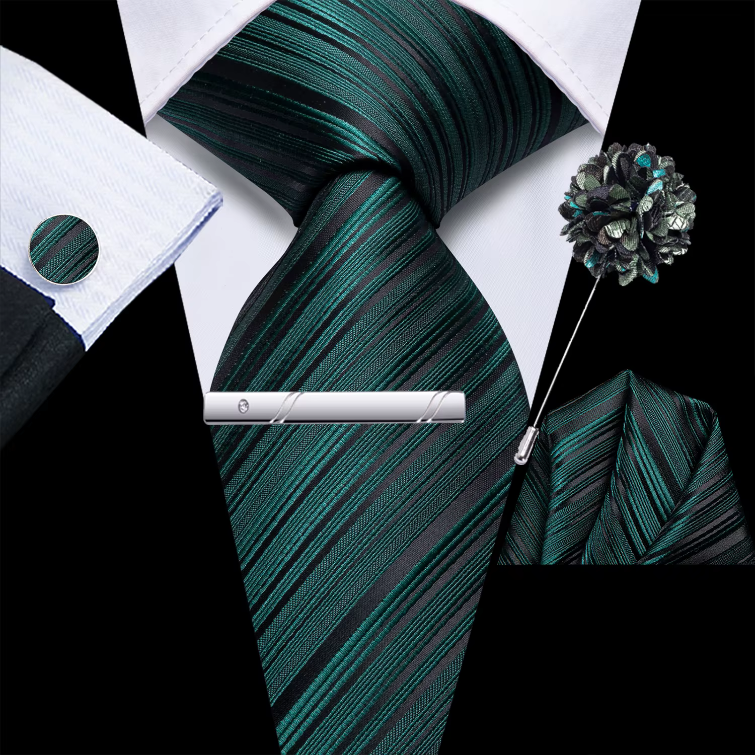 Classic Silk Luxury Handkerchief Cufflinks For Tuxedo Accessory Tie