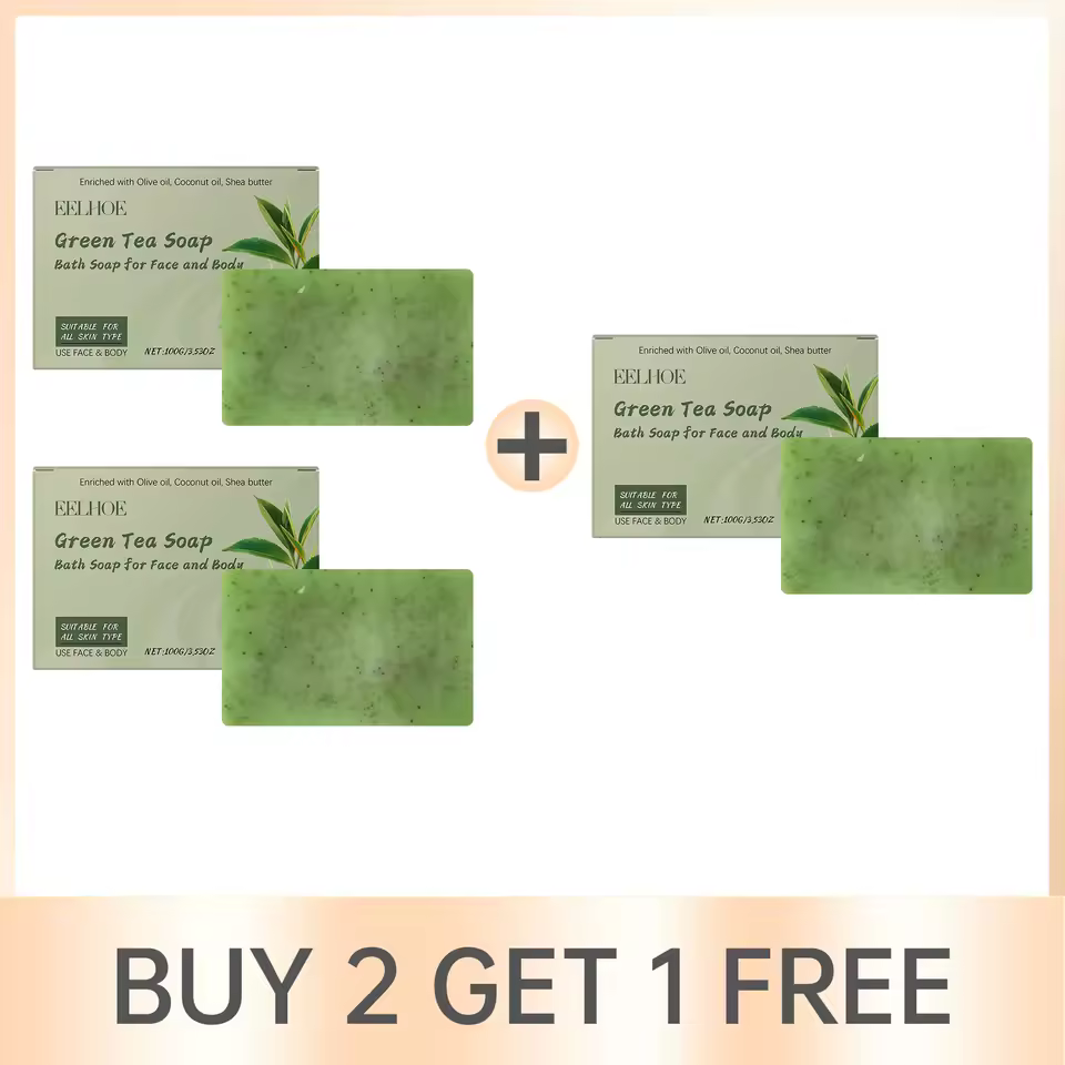 Cleansing Moisturizing Refreshing Anti Acne Smooth Bath Bar Green Tea Soap - Image 2