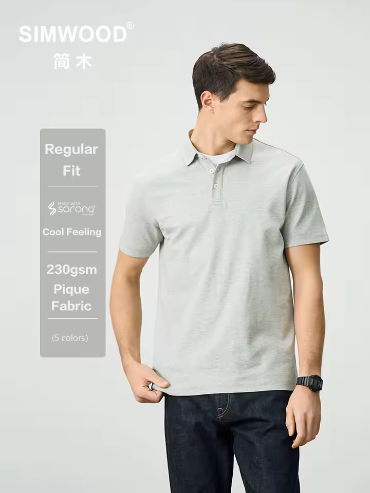 Cool Feeling Sorona Pique Fabric Polo Shirts Smart Casual T-shirts