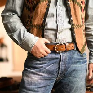 Copper Horseshoe Buckle No interlayer Cowhide Belt Genuine Leather Jeans Belt