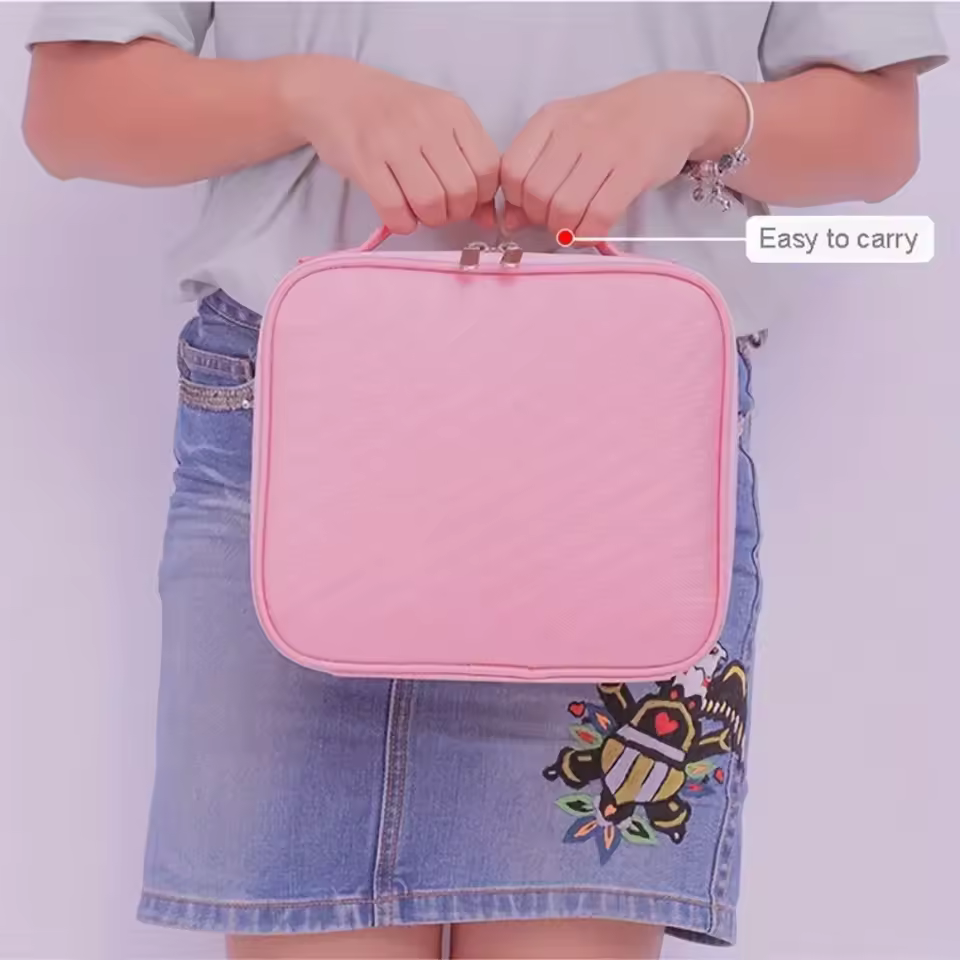 Cosmetic Case With Adjustable Dividers For Cosmetics Makeup Brushes Travel Makeup Case