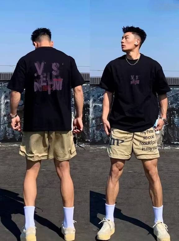 Cotton High Quality Short Sleeves Tee Gym Loose Breathable T-shirt - Image 2