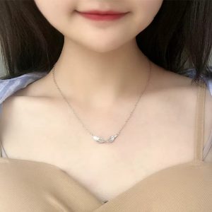 Crystal Leaf Feather Charm Pendant Choker Collares Necklace