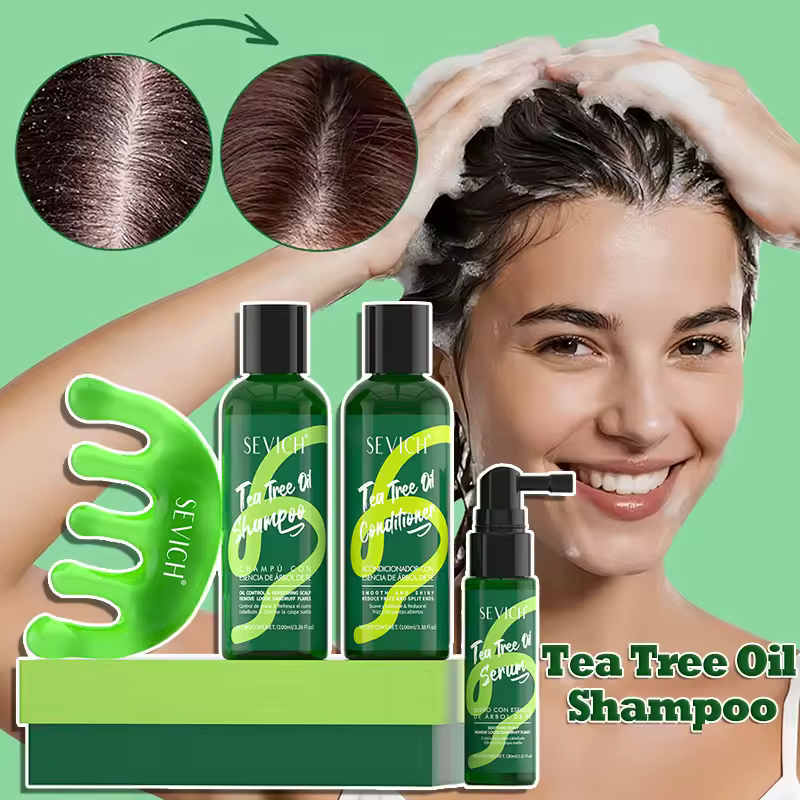 Deep Cleaning Moisturizing Scalp Strengthening Nourish Shiny Anti Hair Loss Tea Tree Essence Shampoo Hair Conditioner Set